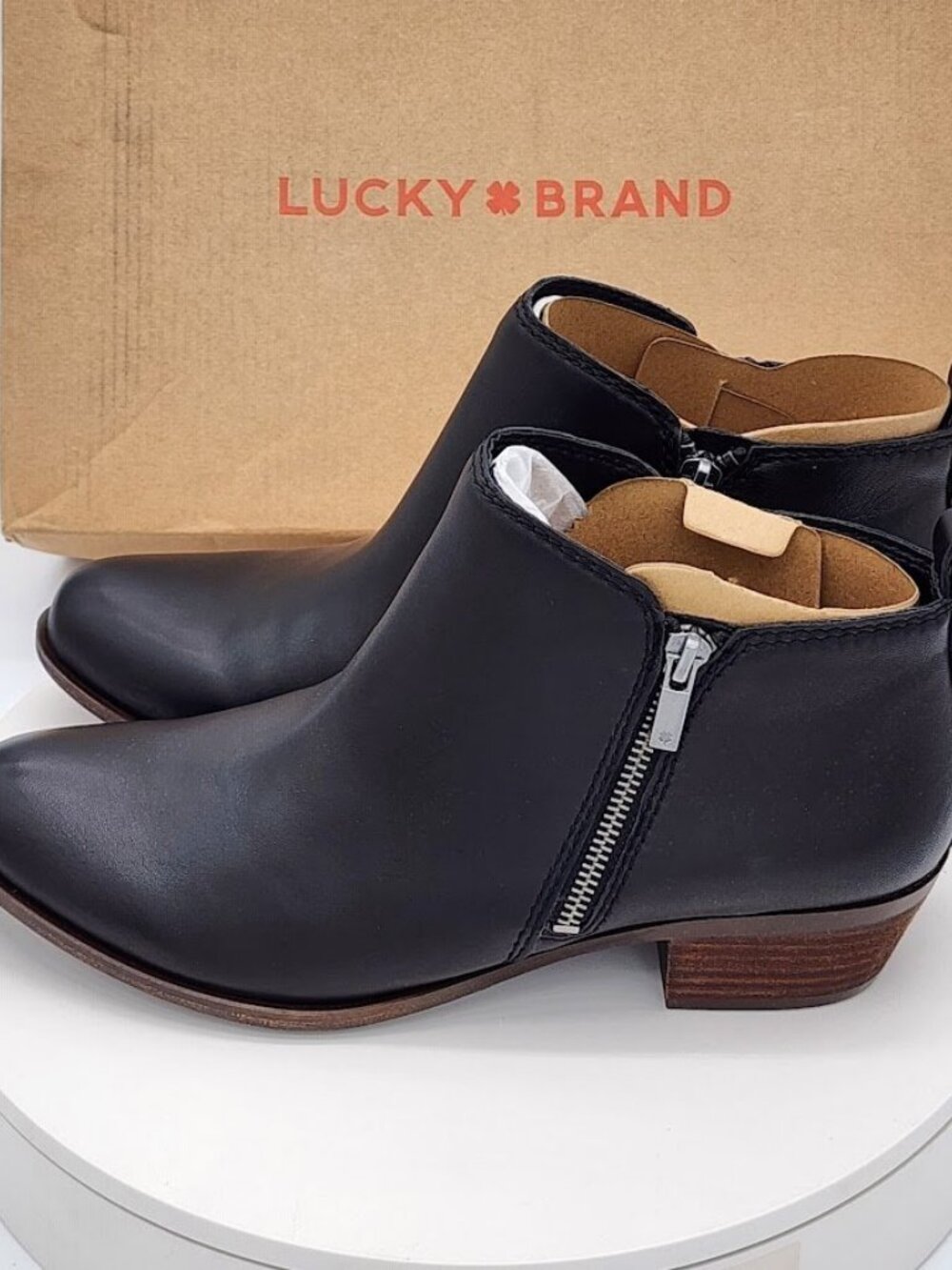 Lucky Brand Basell Black Glove Nappa Leather Ankle Booties Women’s Size 9.5 - Picture 5 of 9